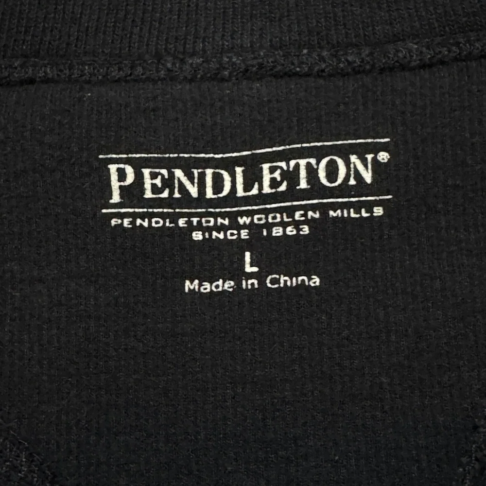 Pendleton Men's Quarter Zip Sweater Pullover Black Size Large Cotton Fishermans - Picture 4 of 8